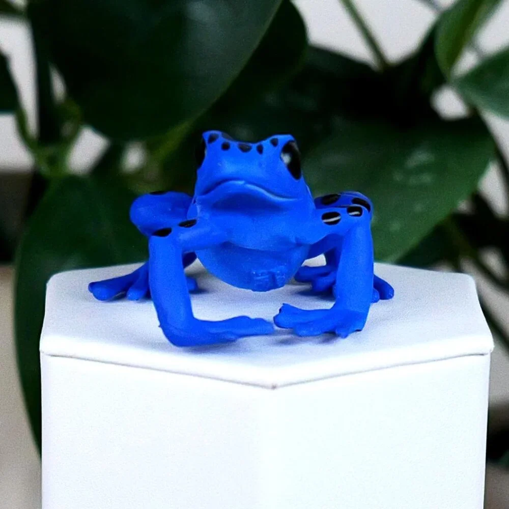 Equatorial Blue Frog Figurine - Hand Painted Poison‎ Dart Frog Toy Figure